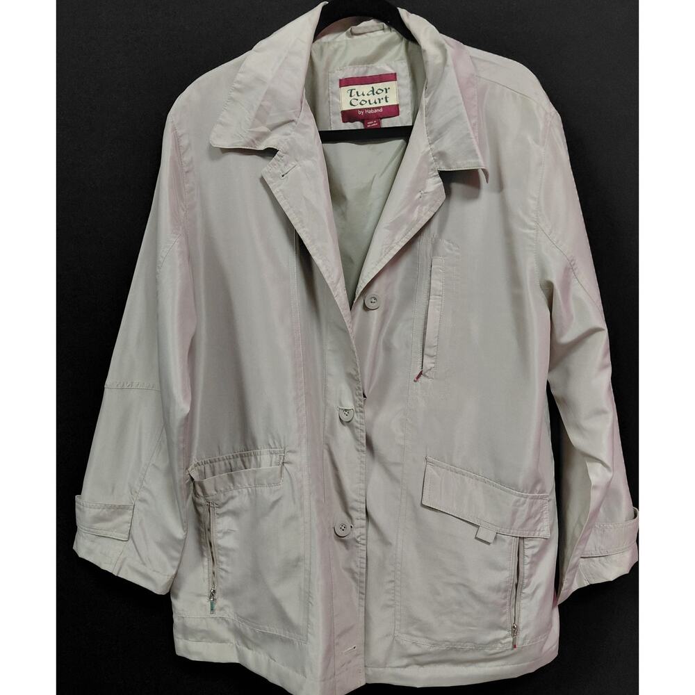Tudor Court by Haband Light Gray Jacket Solid Long Sleeve Women Size L